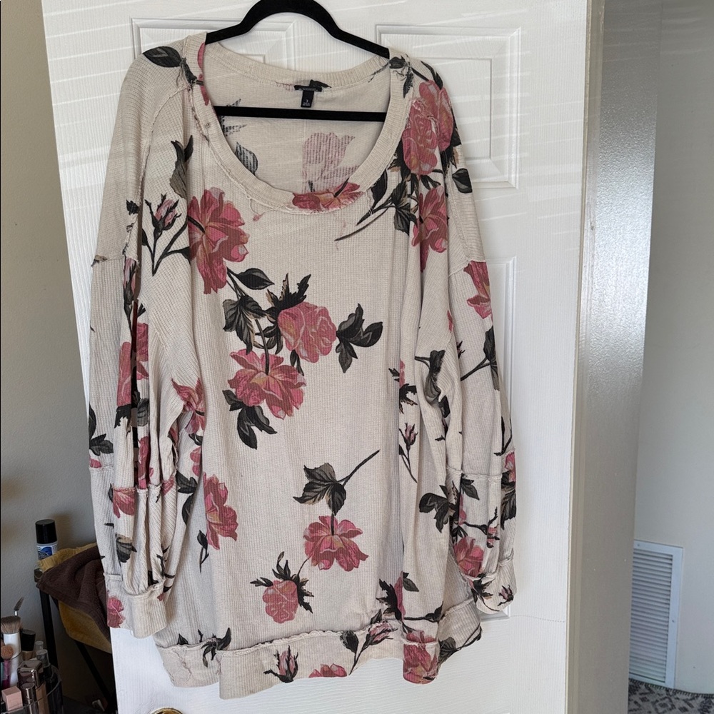 Torrid Pink and Black Floral Sweatshirt